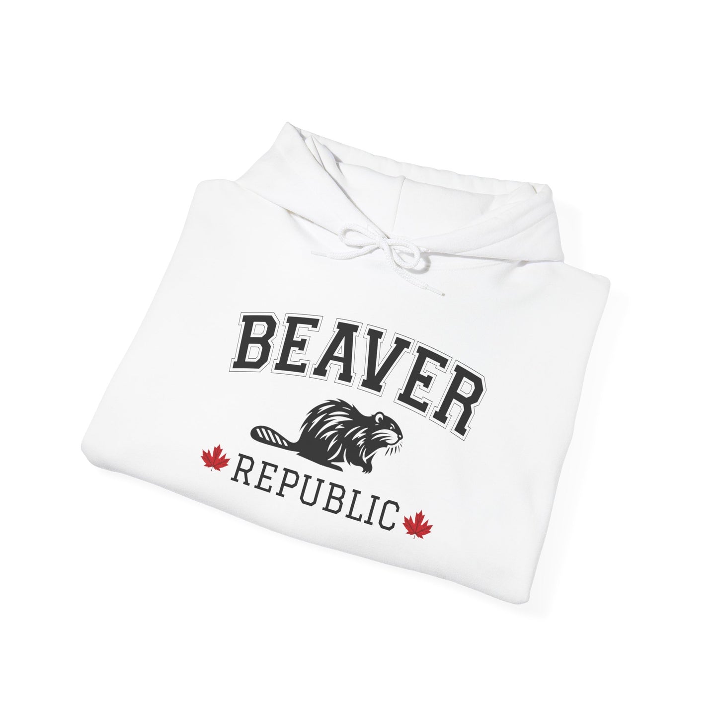 Beaver Republic White Cozy Hoodie 9 | Unisex Sweatshirt for Nature Lovers, Casual Wear, Gift for Him/Her, Outdoor Adventures, Cozy Days Canada Patriotic