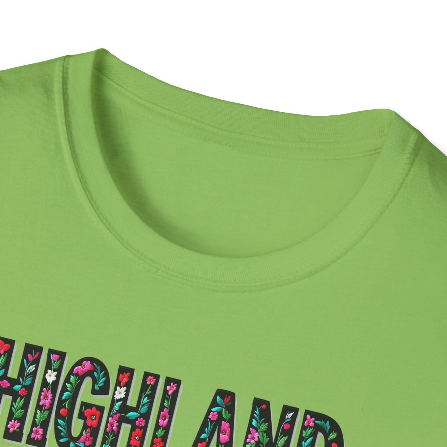 Highland Local Gal Flower-Heart T-Shirt, c02-n05-s05  Softstyle Graphic Tee, Unisex Casual Wear, Support Local Merch, Gift for Community Lovers, Finkz WINDSOR