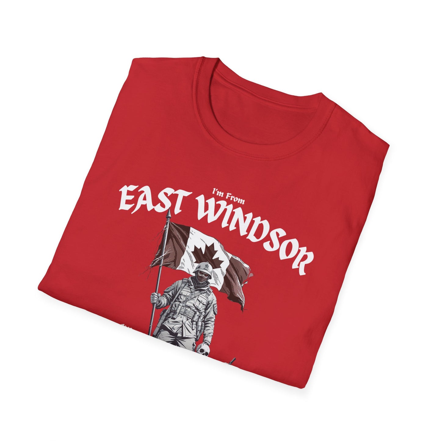 East Windsor Underestimate Guy T-Shirt, c01-n02-s002 Softstyle Graphic Tee, Unisex Casual Wear, Support'n Locals Merch, Gift for Community Lovers.