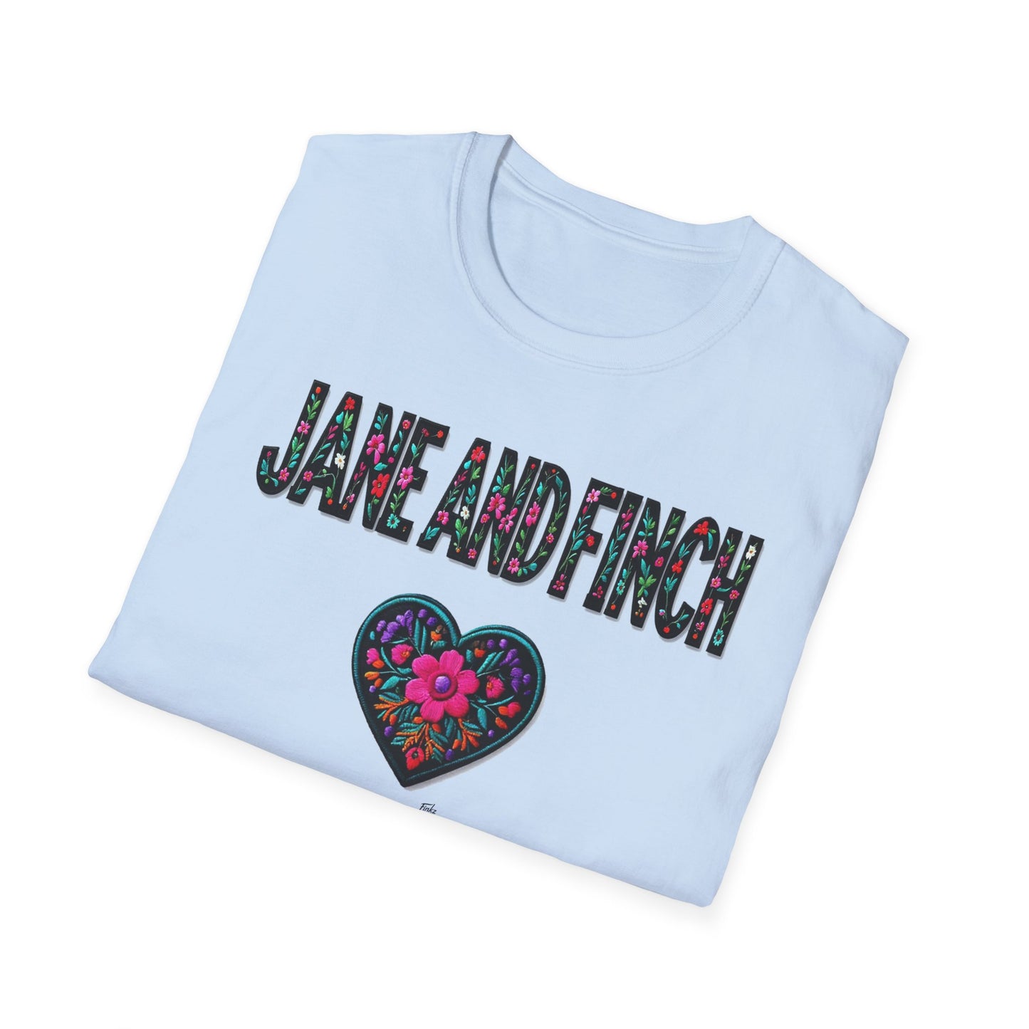 Jane & Finch Local Gal Flower-Heart T-Shirt, c06-n01-s005 Softstyle Graphic Tee, Unisex Casual Wear, Support Local Merch, Gift for Community Lovers, Finkz WINDSOR