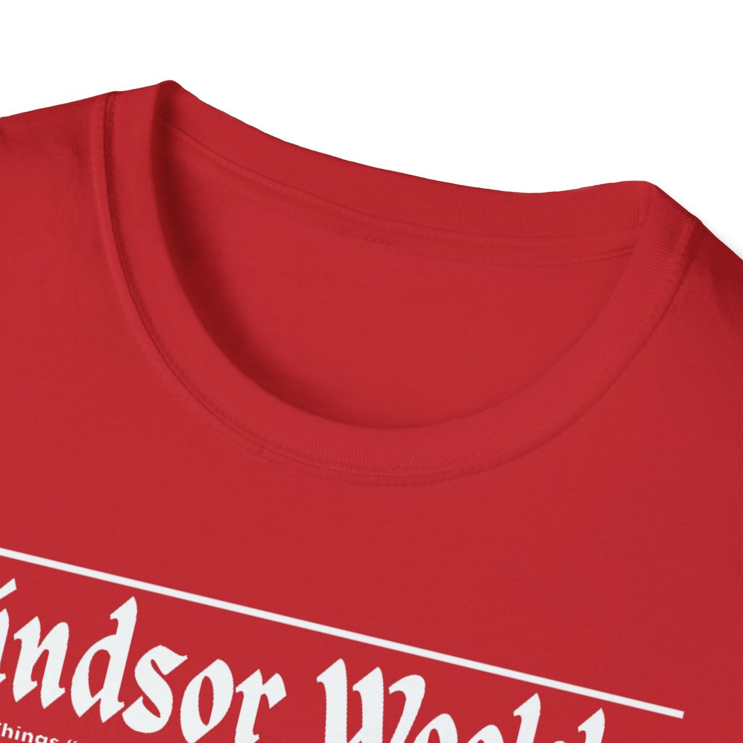 WINDSOR WEEKLY T-Shirt, Softstyle Graphic Tee, Unisex Casual Wear, Support Local Merch, Gift for Community Lovers FINKZ WINDSOR