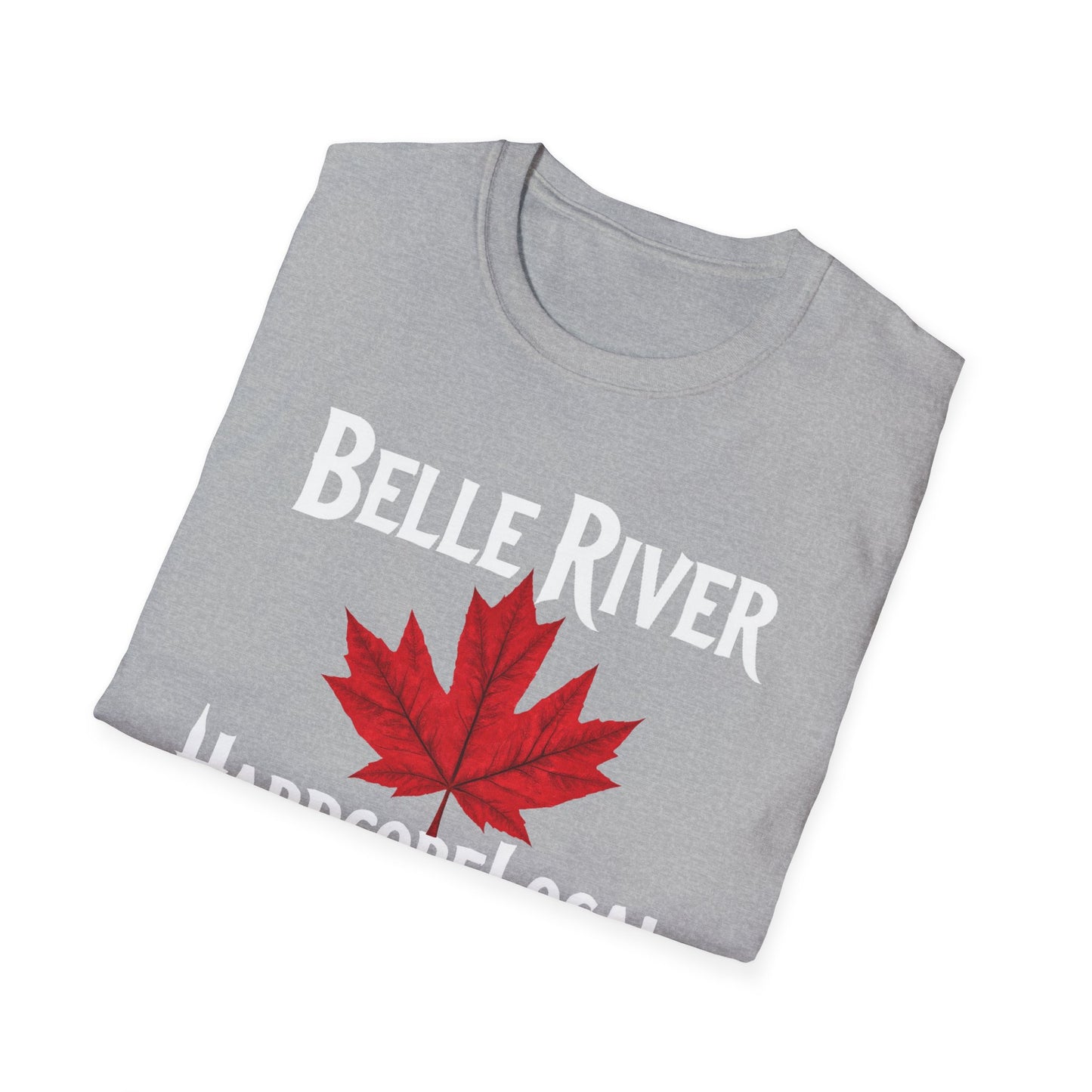 Belle River Hardcore Local Red Leaf, We Support Our Own, 1 T-Shirt, Softstyle Graphic Tee, Unisex Casual Wear, Support Local Merch, Gift for Community Lovers
