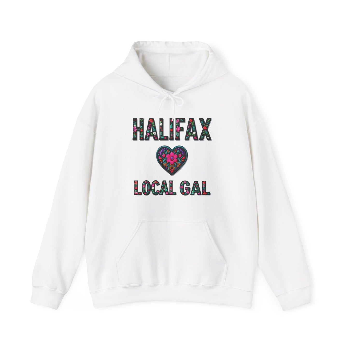 Halifax Local Gal Flower c08-n00-hs005, Hooded Sweatshirt - Unisex Heavy Blend™ Pullover, Casual Hoodie for Every Day, Gift for Friends, Support'n Locals -Local Pride Apparel Support Your Community