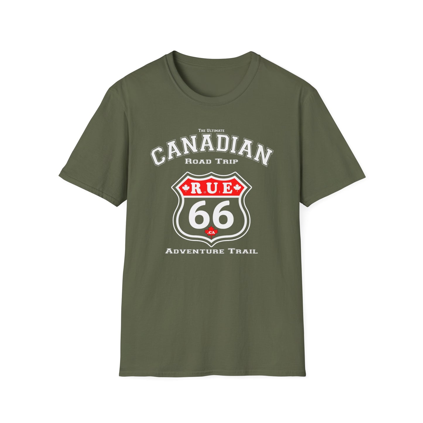 Canadian Rue 66 Road Trip Adventure Trail Black T-Shirt, Softstyle, Unisex - Rue66.ca