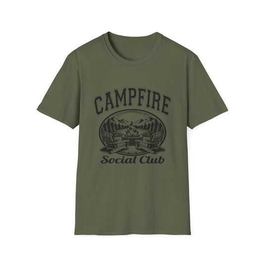 Campfire Social Club Chairs T-Shirt, c006-n06-s007 Softstyle Graphic Tee, Unisex Casual Wear, Support'n Locals Merch, Gift for Community Lovers.
