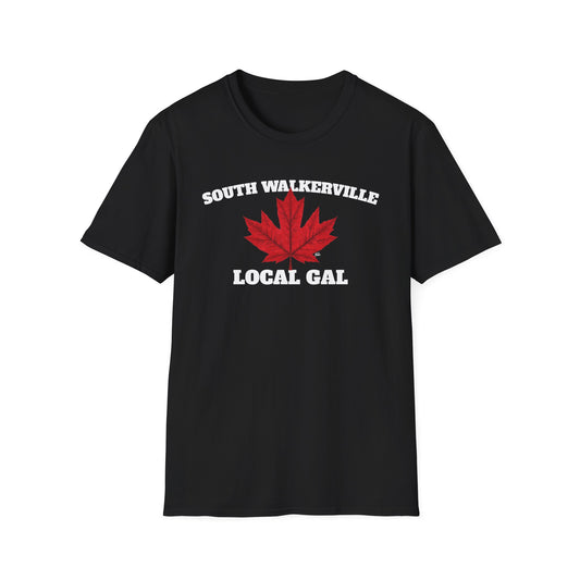 SOUTH WALKERVILLE Local Gal Red Leaf T-Shirt, Softstyle Graphic Tee, Unisex Casual Wear, Support Local Merch, Gift for Community Lovers, Finkz Windsor