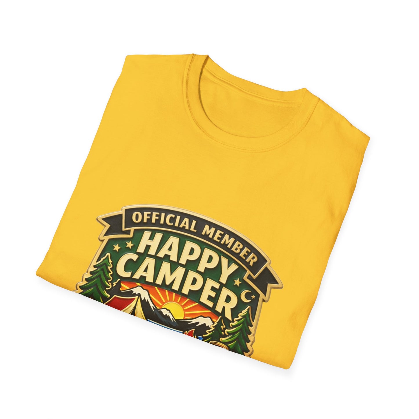 Happy Camper Crew T-Shirt Dark, Softstyle, Unisex  - HappyCamperCrew.com