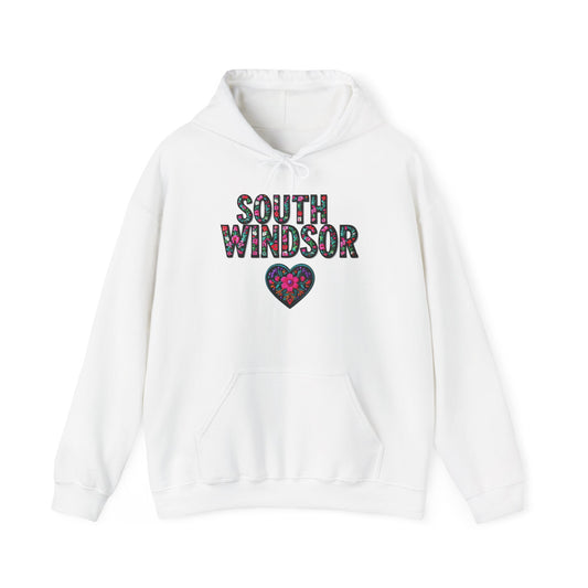 South Windsor Local Gal Flower c01-n03-hs005, Hooded Sweatshirt -  Unisex Heavy Blend™ Pullover, Casual Hoodie for Every Day, Gift for Friends, Support'n Locals -Local Pride Apparel Support Your Community