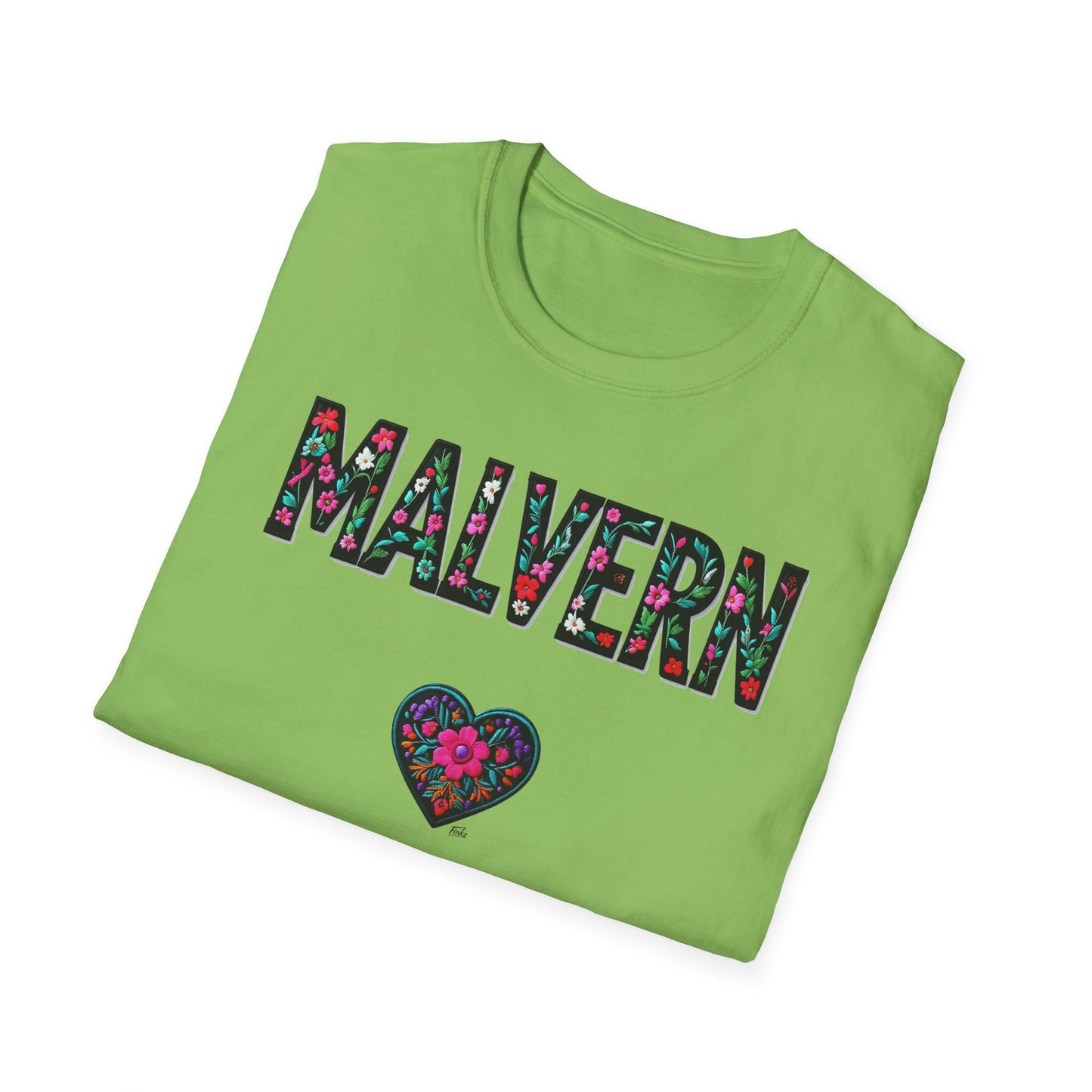 Malvern Local Gal Flower-Heart T-Shirt, c06-n04-s005 Softstyle Graphic Tee, Unisex Casual Wear, Support Local Merch, Gift for Community Lovers, Finkz WINDSOR