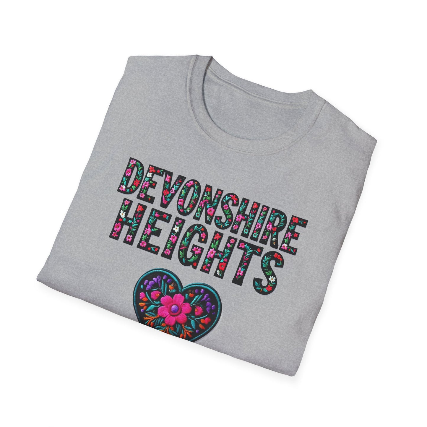 DEVONSHIRE HEIGHTS Local Gal Flower-Heart T-Shirt, 3 Softstyle Graphic Tee, Unisex Casual Wear, Support Local Merch, Gift for Community Lovers, Finkz WINDSOR