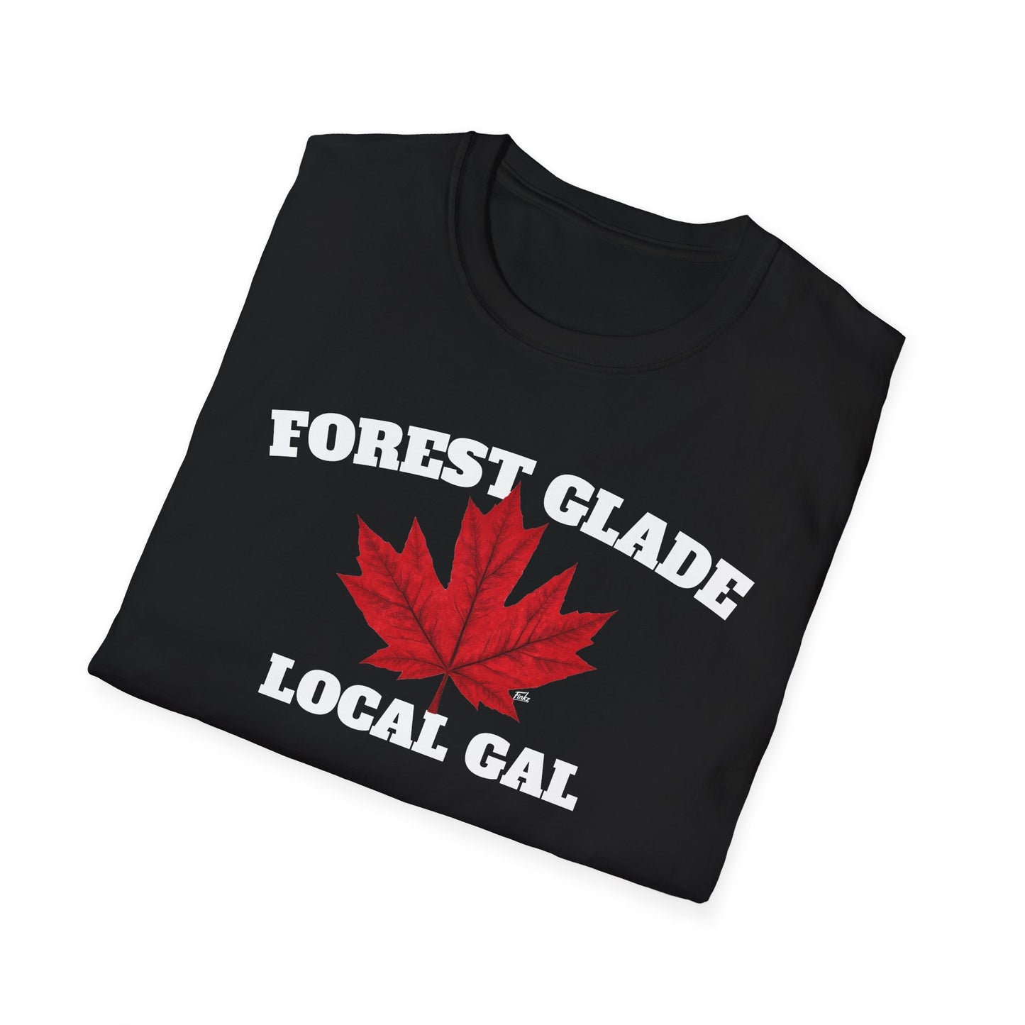 FOREST GLADE Local Gal Red Leaf T-Shirt, Softstyle Graphic Tee, Unisex Casual Wear, Support Local Merch, Gift for Community Lovers, Finkz Windsor