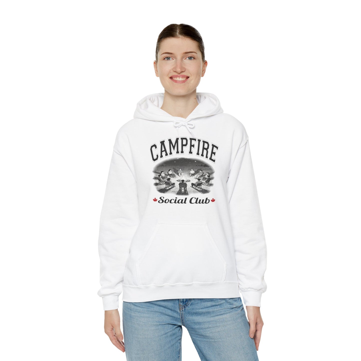 Campfire Social Club Leaf Cozy Hoodie | Unisex Sweatshirt for Nature Lovers, Casual Wear, Gift for Him/Her, Outdoor Adventures, Cozy Days Canada Patriotic