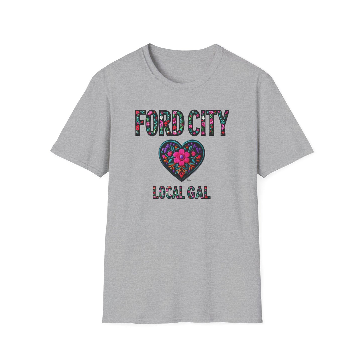 FORD CITY Local Gal Flower-Heart T-Shirt, 3 Softstyle Graphic Tee, Unisex Casual Wear, Support Local Merch, Gift for Community Lovers, Finkz WINDSOR