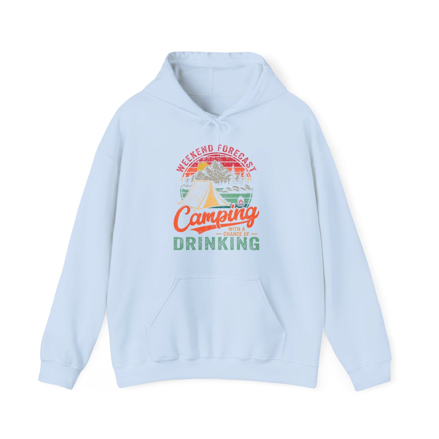 Weekend Forcast Hoodie | HappyCamperCrew.Com 100% Authentic | Cozy Camping Hoodie | Unisex Hooded Sweatshirt for Nature Lovers, Casual Wear, Gift for Him/Her, Outdoor Adventures, Cozy Days & Warm Nights by the Campfire