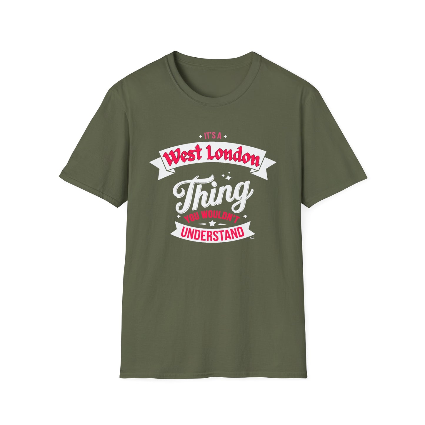 West London THING T-Shirt, Softstyle Graphic Tee, Unisex Casual Wear, Support'n Locals Merch, Gift for Community Lovers, c02-n08-s003