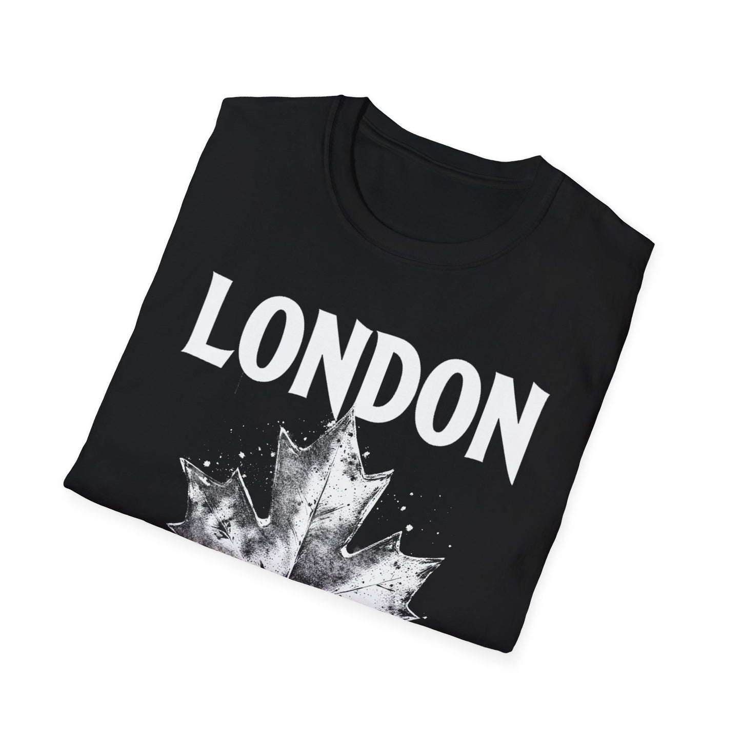 London Hardcore Rep'n White Leaf T-Shirt, c002-n00-s007 Softstyle Graphic Tee, Unisex Casual Wear, Support'n Locals Merch, Gift for Community Lovers.