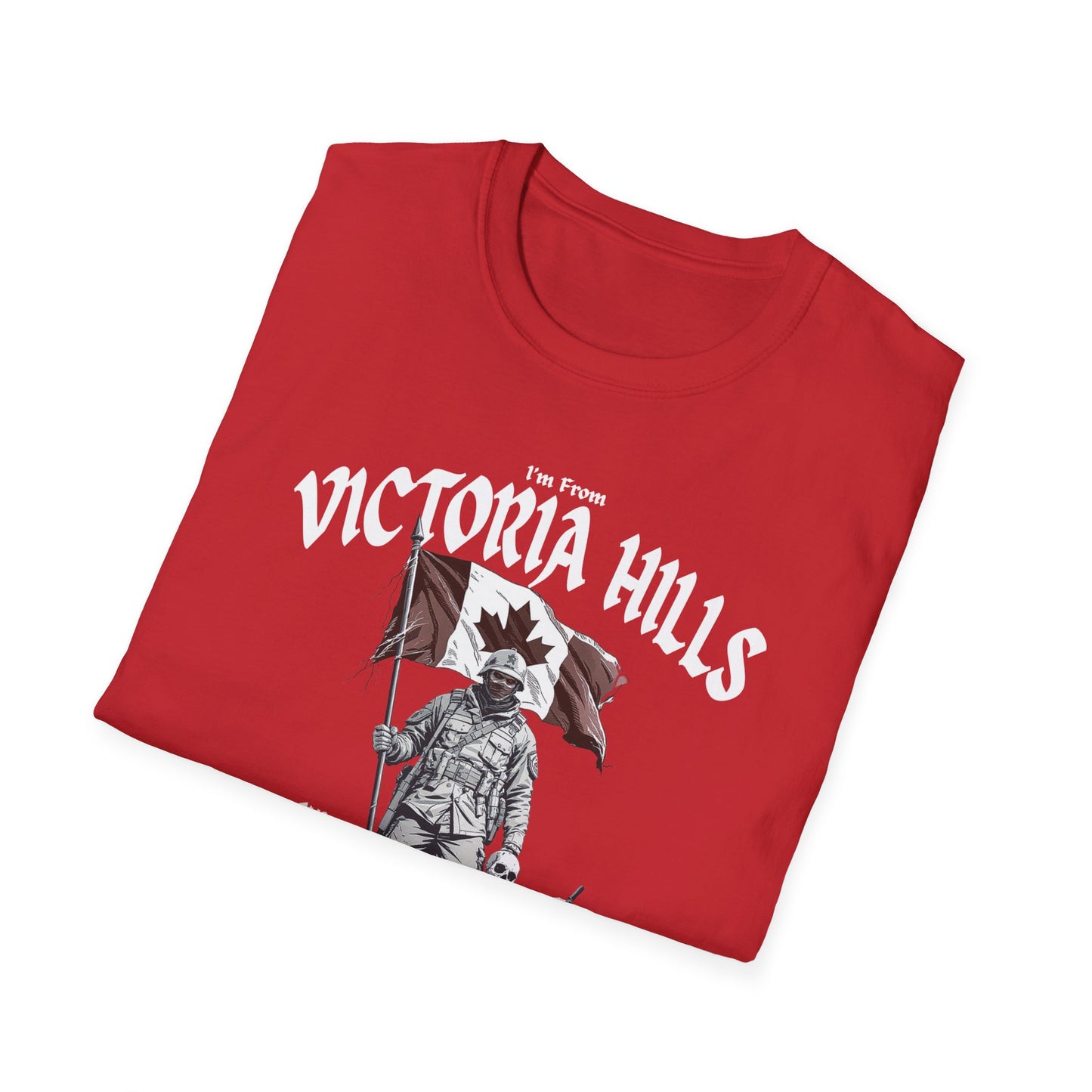 Victoria Hills Underestimate Guy T-Shirt, c03-n10-s002 Softstyle Graphic Tee, Unisex Casual Wear, Support'n Locals Merch, Gift for Community Lovers.