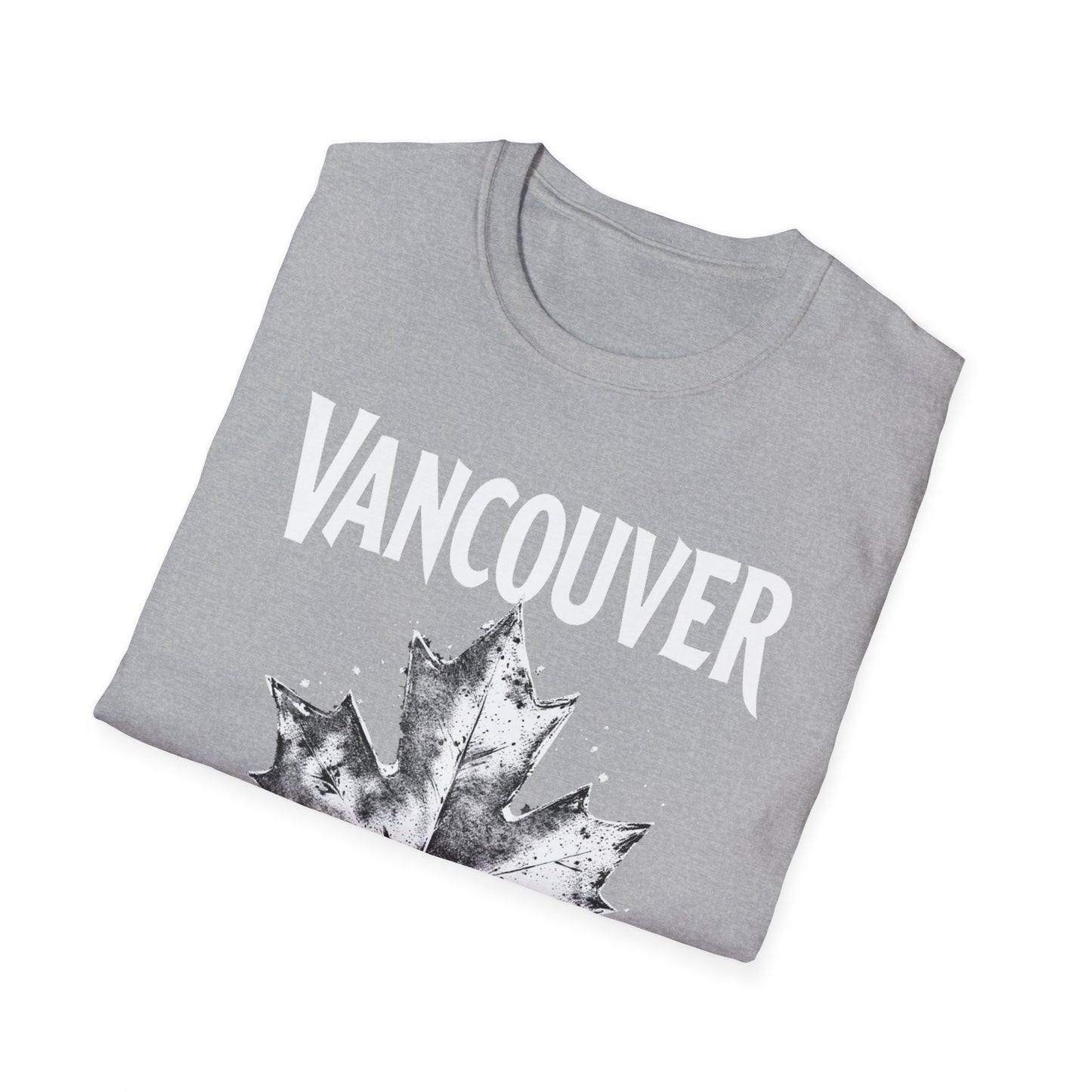 Vancouver Hardcore Rep'n White Leaf T-Shirt, c013-n00-s007 Softstyle Graphic Tee, Unisex Casual Wear, Support'n Locals Merch, Gift for Community Lovers.