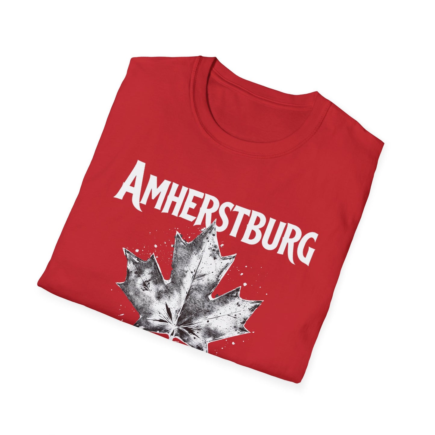 AMHERSTBURG, Rep'n My Hood, Hardcore Local Cool Leaf T-Shirt, Softstyle Graphic Tee, Unisex Casual Wear, Support Local Merch, Gift for Community Lovers, Finkz WINDSOR
