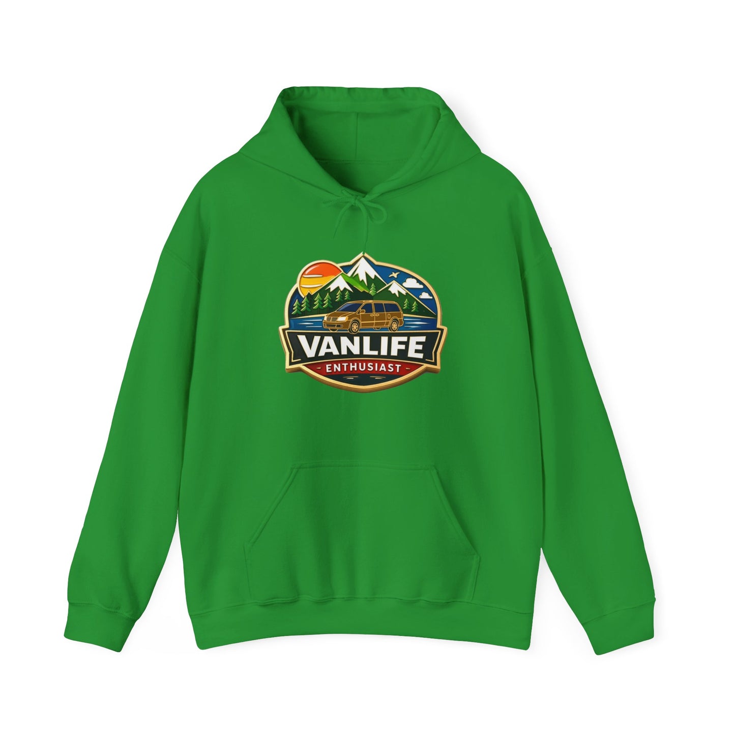 Vanlife Enthusiast Hoodie - Vintage Mountain Camper Graphic Hooded Sweatshirt