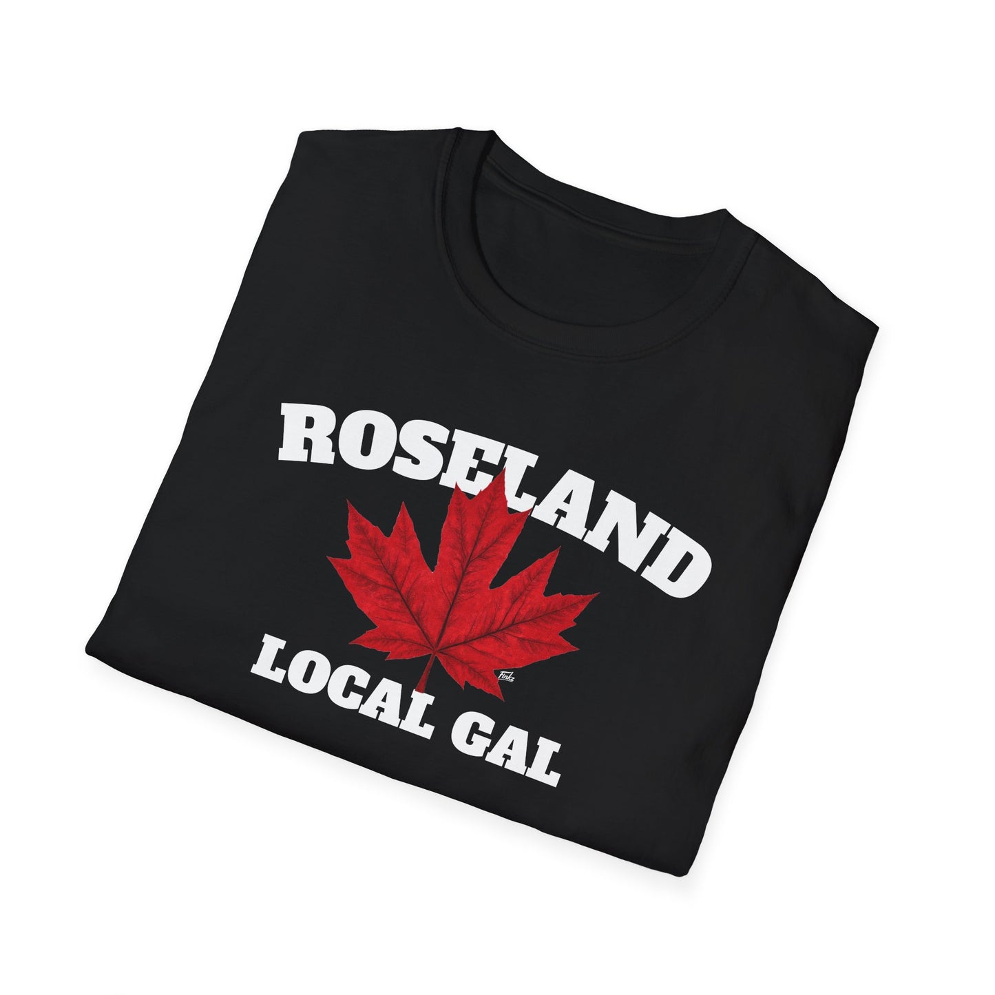 ROSELAND Local Gal Red Leaf T-Shirt, Softstyle Graphic Tee, Unisex Casual Wear, Support Local Merch, Gift for Community Lovers, Finkz Windsor