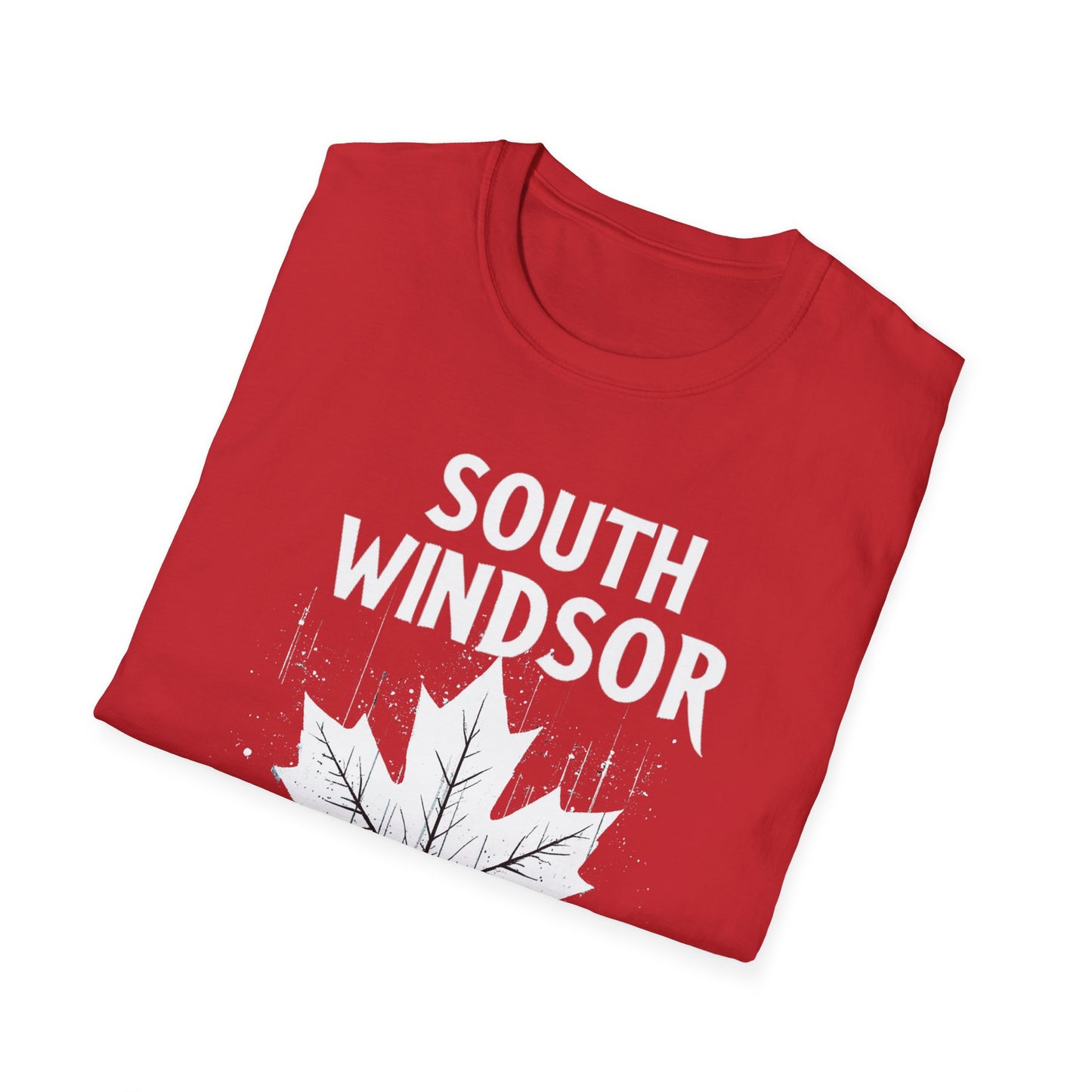 SOUTH WINDSOR, We Support Our Own 2, Hardcore Local White Leaf T-Shirt, Softstyle Graphic Tee, Unisex Casual Wear, Support Local Merch, Gift for Community Lovers Finkz Windsor