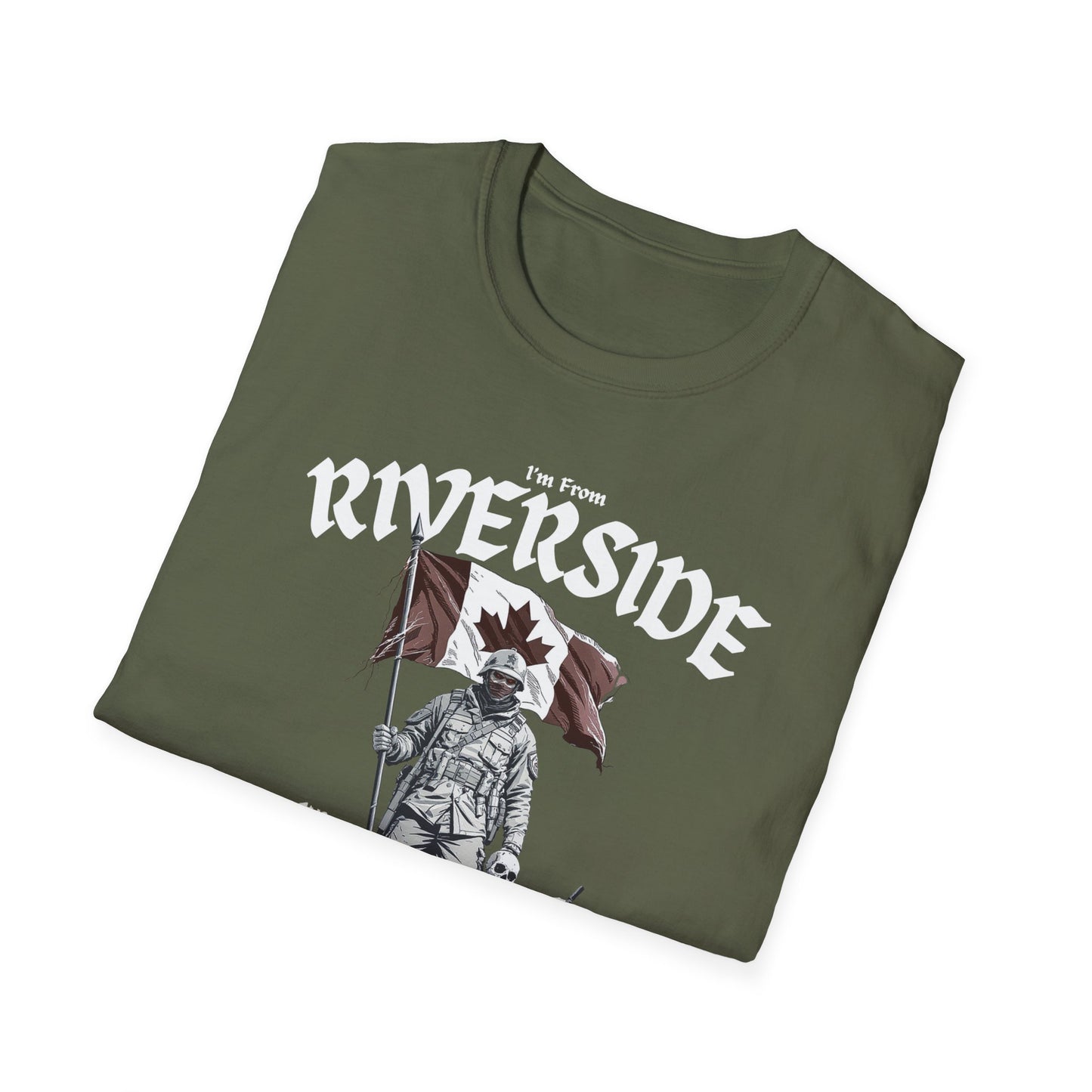 Riverside Underestimate Guy T-Shirt, c01-n05-s002 Softstyle Graphic Tee, Unisex Casual Wear, Support'n Locals Merch, Gift for Community Lovers.