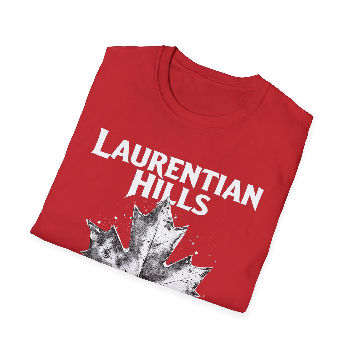 Laurentian Hills Hardcore Rep'n White Leaf T-Shirt, c03-n06-s007 Softstyle Graphic Tee, Unisex Casual Wear, Support'n Locals Merch, Gift for Community Lovers.