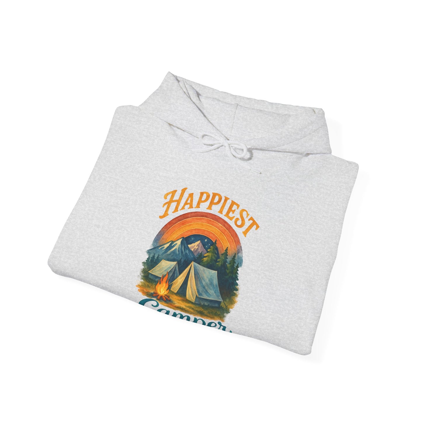 Happiest Camper Hoodie | HappyCamperCrew.Com 100% Authentic | Cozy Camping Hoodie | Unisex Hooded Sweatshirt for Nature Lovers, Casual Wear, Gift for Him/Her, Outdoor Adventures, Cozy Days & Warm Nights by the Campfire