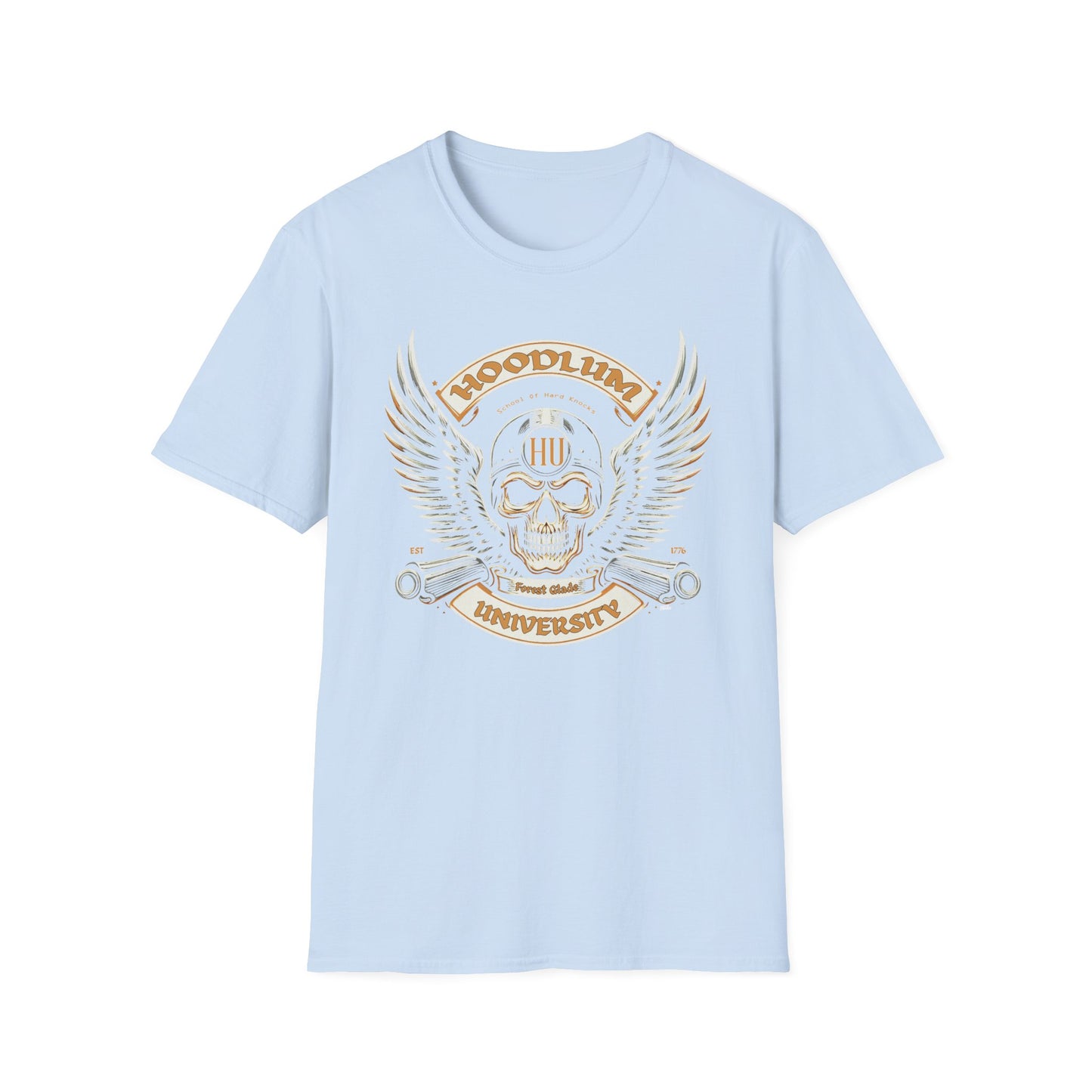 Forest Glade Hoodlum University Wings T-Shirt, Softstyle Graphic Tee, Unisex Casual Wear, Support'n Locals Merch, Gift for Community Lovers, c01-n09-s004