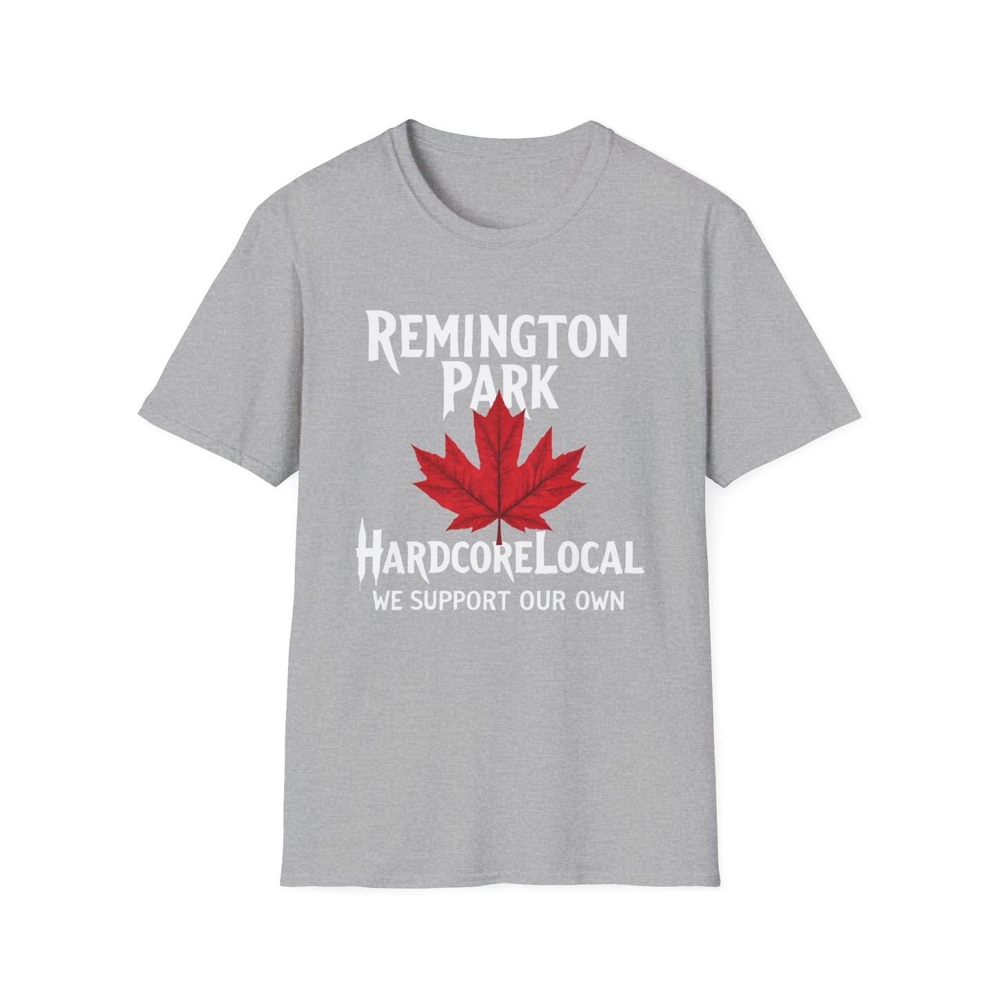 Remington Park Hardcore Local Red Leaf, We Support Our Own, 1 T-Shirt, Softstyle Graphic Tee, Unisex Casual Wear, Support Local Merch, Gift for Community Lovers