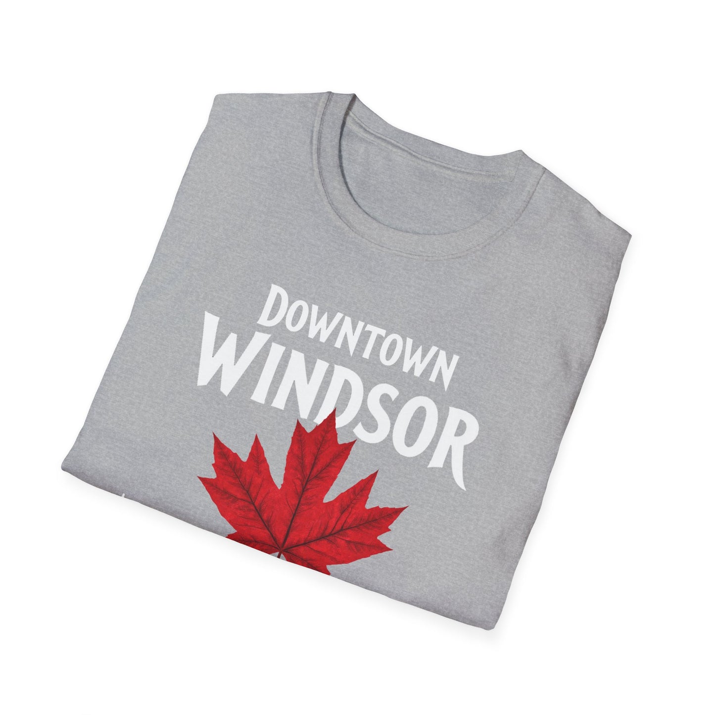 Downtown Windsor Hardcore Local Red Leaf, We Support Our Own, 1 T-Shirt, Softstyle Graphic Tee, Unisex Casual Wear, Support Local Merch, Gift for Community Lovers