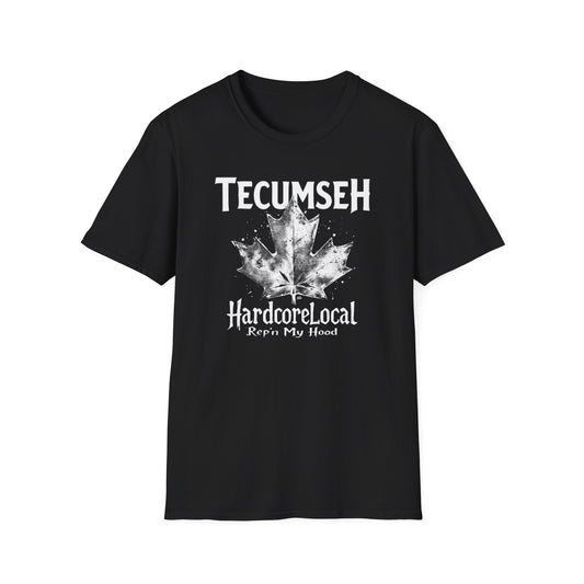 TECUMSEH, Rep'n My Hood, Hardcore Local Cool Leaf T-Shirt, Softstyle Graphic Tee, Unisex Casual Wear, Support Local Merch, Gift for Community Lovers, Finkz WINDSOR