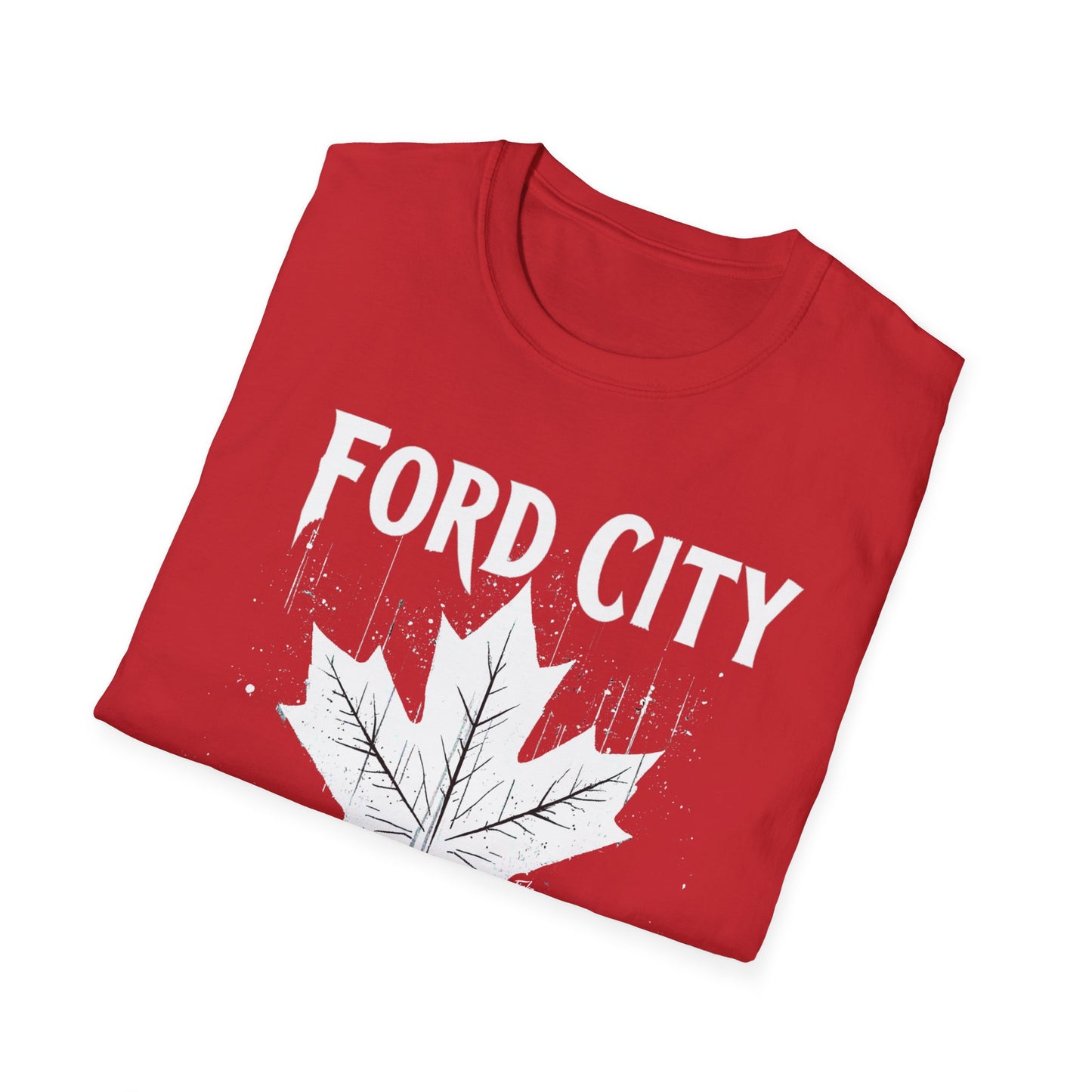 FORD CITY, We Support Our Own 2, Hardcore Local White Leaf T-Shirt, Softstyle Graphic Tee, Unisex Casual Wear, Support Local Merch, Gift for Community Lovers Finkz Windsor