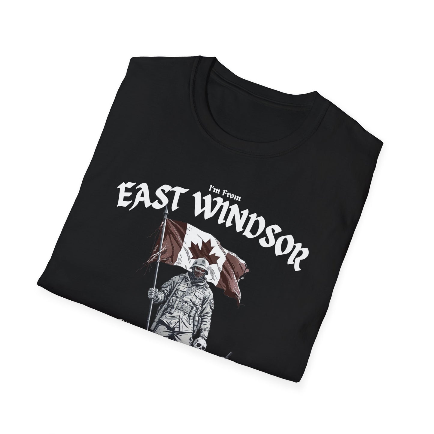 East Windsor Underestimate Guy T-Shirt, c01-n02-s002 Softstyle Graphic Tee, Unisex Casual Wear, Support'n Locals Merch, Gift for Community Lovers.