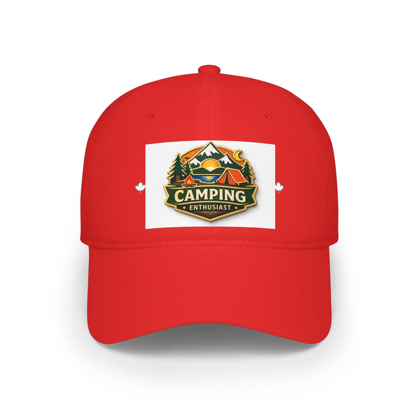Camping Enthusiast White Low Profile Baseball Cap, Adjustable Hat, Outdoor Gear, Casual Style, Gift for Nature Lovers CampingEnthusiast.com