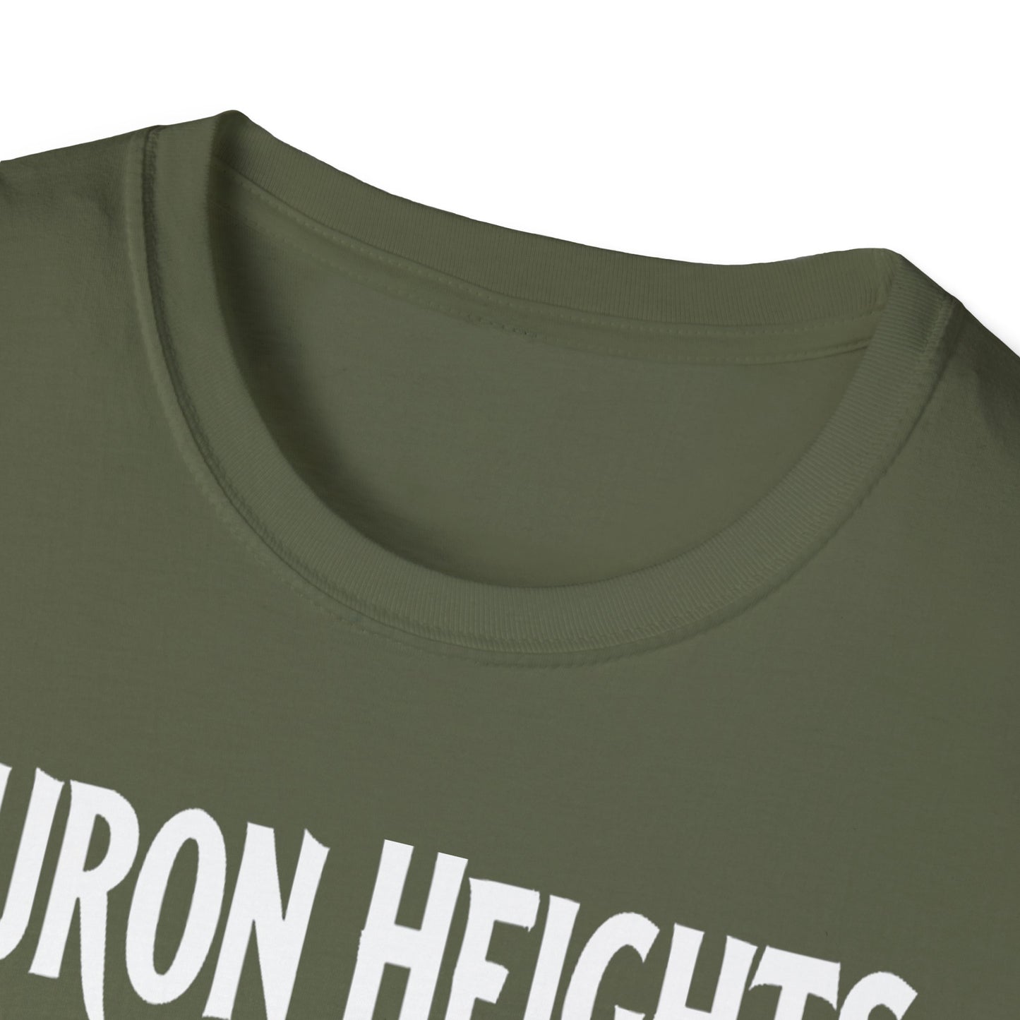 Huron Heights Hardcore Rep'n White Leaf T-Shirt, c002-n06-s007 Softstyle Graphic Tee, Unisex Casual Wear, Support'n Locals Merch, Gift for Community Lovers.