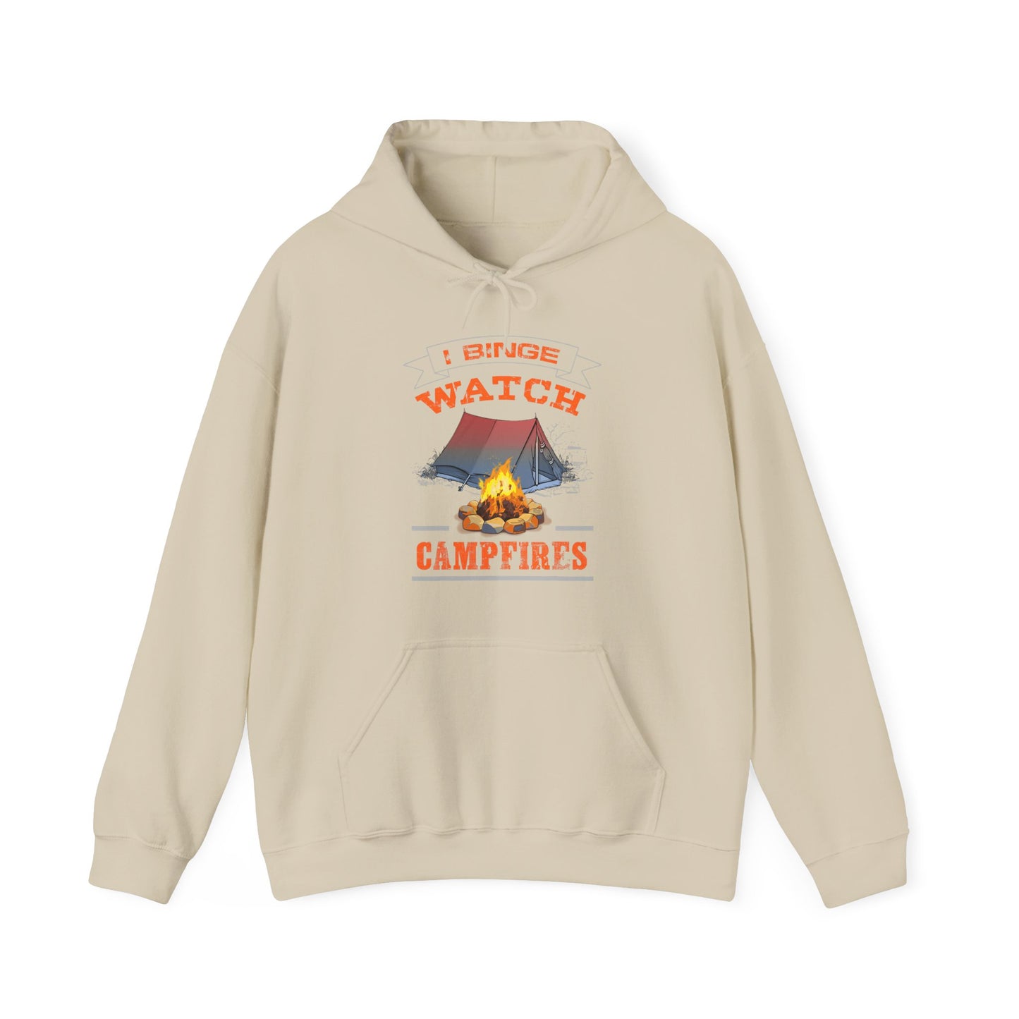 I Binge Watch Campfires Hoodie | HappyCamperCrew.Com 100% Authentic | Cozy Camping Hoodie | Unisex Hooded Sweatshirt for Nature Lovers, Casual Wear, Gift for Him/Her, Outdoor Adventures, Cozy Days & Warm Nights by the Campfire
