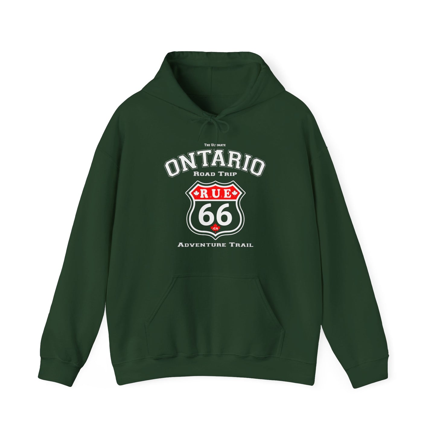 Ontario Road Trip Black | Rue66.ca 100% Authentic | Cozy Camping Hoodie | Unisex Hooded Sweatshirt for Nature Lovers, Casual Wear, Gift for Him/Her, Outdoor Adventures, Cozy...