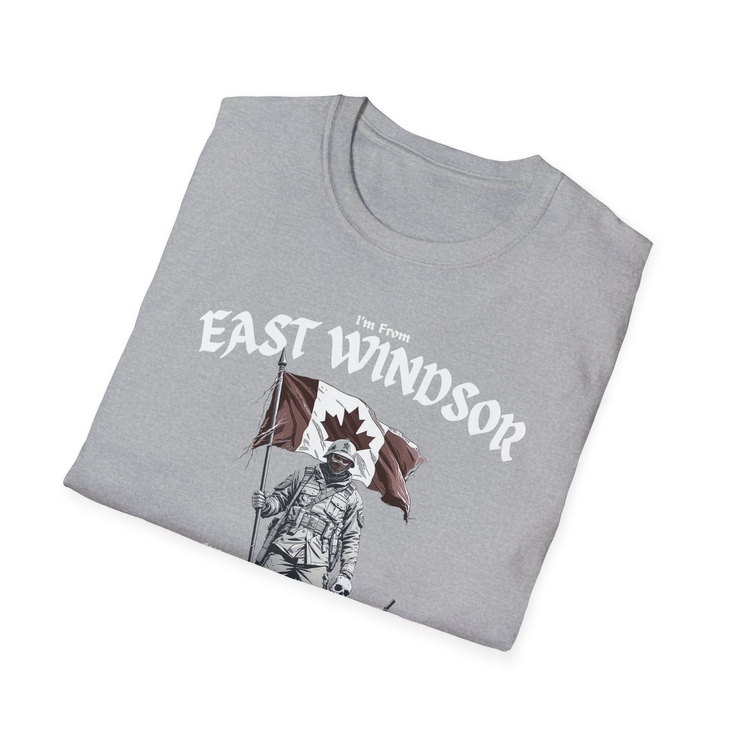 East Windsor Underestimate Guy T-Shirt, c01-n02-s002 Softstyle Graphic Tee, Unisex Casual Wear, Support'n Locals Merch, Gift for Community Lovers.