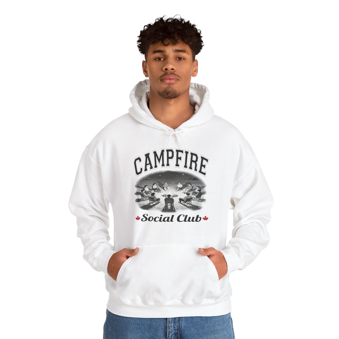 Campfire Social Club Leaf Cozy Hoodie | Unisex Sweatshirt for Nature Lovers, Casual Wear, Gift for Him/Her, Outdoor Adventures, Cozy Days Canada Patriotic
