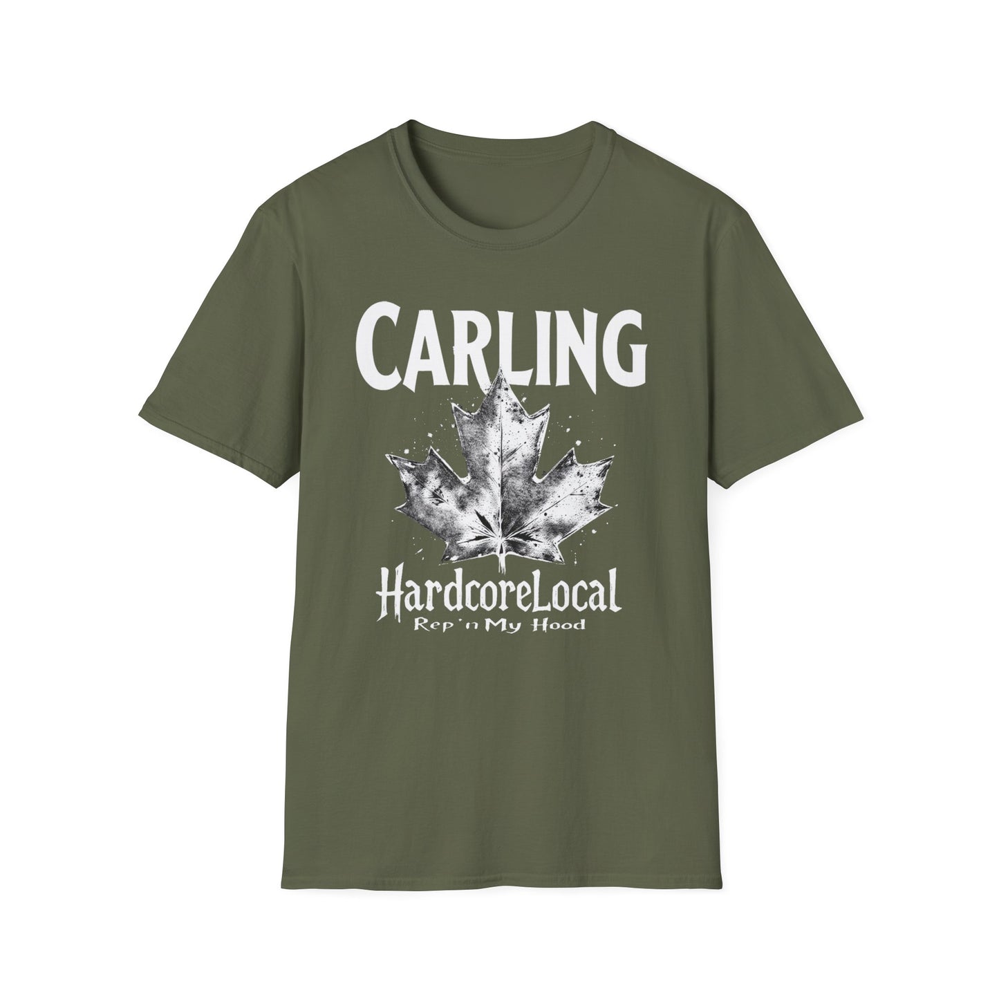 Carling Hardcore Rep'n White Leaf T-Shirt, c02-n03-s007 Softstyle Graphic Tee, Unisex Casual Wear, Support'n Locals Merch, Gift for Community Lovers.
