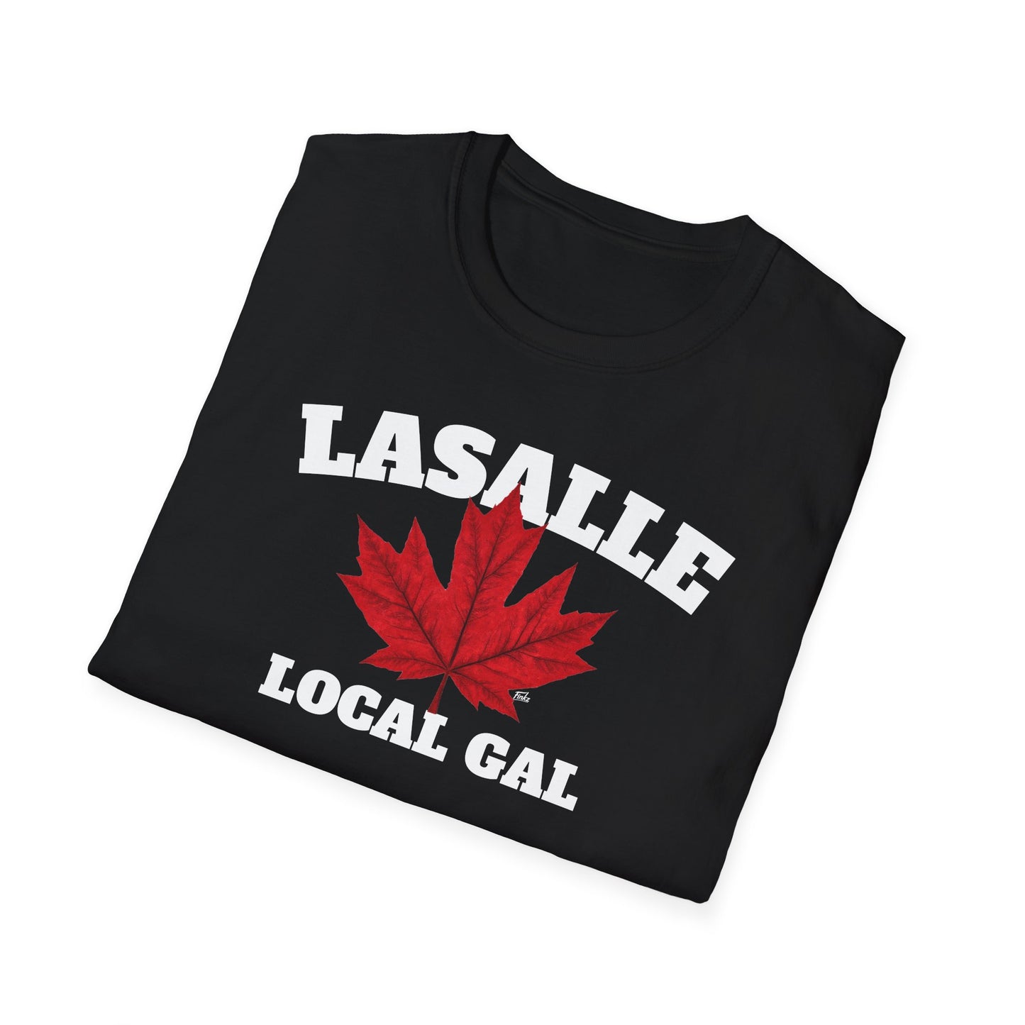 LASALLE Local Gal Red Leaf T-Shirt, Softstyle Graphic Tee, Unisex Casual Wear, Support Local Merch, Gift for Community Lovers, Finkz Windsor
