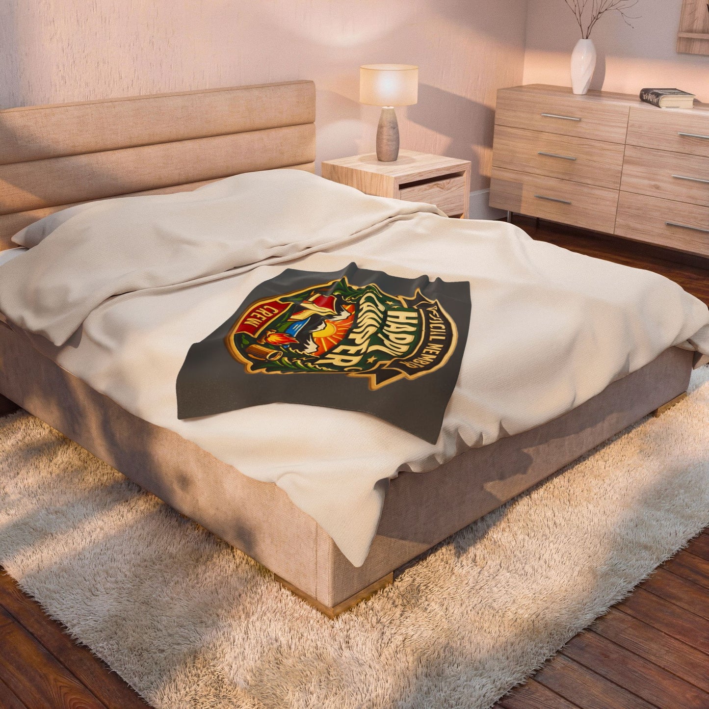 Blanket short side - Official Member* Happy Camper Crew Velveteen Plush Blanket — "happycampercrew.com other" Mountain Camper Throw