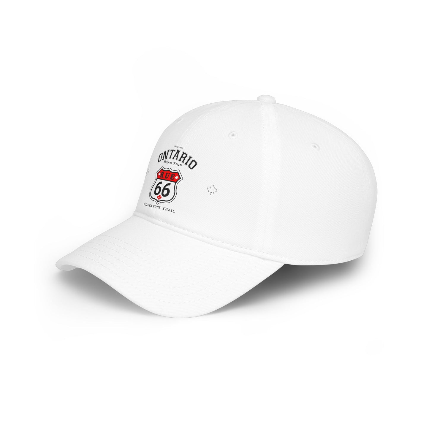 Rue 66 Ontario road trip Adventure Trail White Low Profile Baseball Cap, Adjustable Hat,